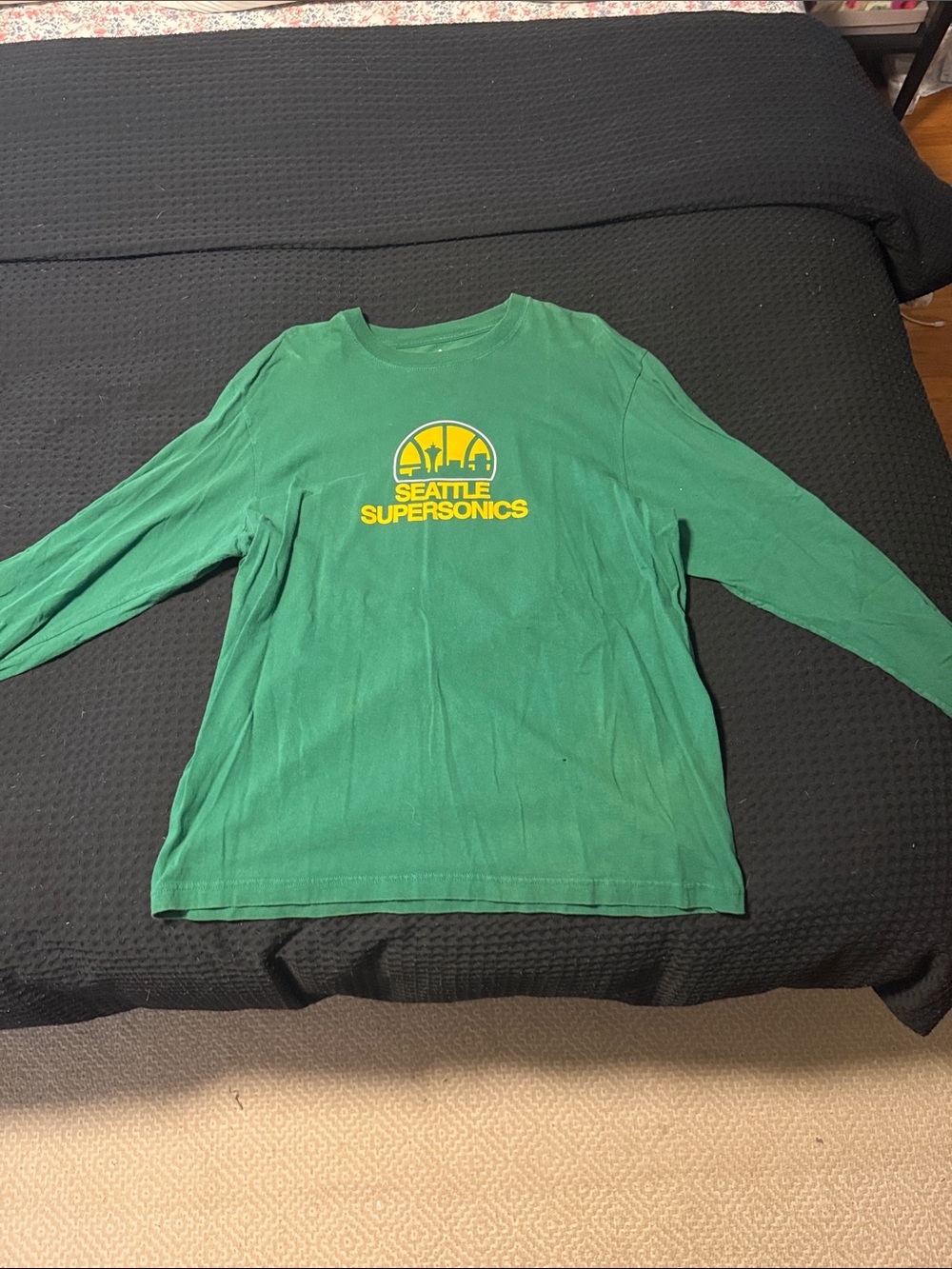 adidas Green Long-Sleeve Seattle SuperSonics Graphic Tee